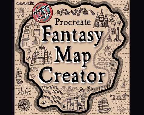 Create stunning fantasy maps with Procreate! 350+ brushes, stamps, patterns for illustrations & maps. #procreate #fantasymap . #Fantasy_Map_Creator #High_Quality_Paper_Texture #Procreate_Illustrations #Amazing_Illustrations Fantasy Map Creator, High Quality Paper Texture, Map Art Illustration, Procreate Illustrations, Amazing Illustrations, Fantasy Map Making, Map Creator, Procreate Illustration, Map Icons