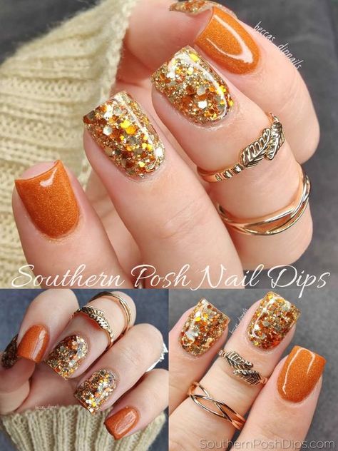 Fall Season Nails Dip Powder, September Nails Dip, Burnt Orange Dip Powder Nails, Apricot Color Nails, November Nails Dip Powder, November Manicure Ideas, Fall Nails At Home, Orange Dip Nails, Autumn Nails Dip Powder