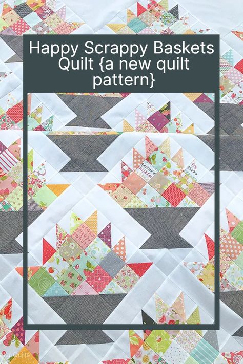 A basket quilt pattern that would be a great scrap busting quilt. Basket Quilt Patterns, Basket Quilt Blocks, Basket Quilt Block, Flower Basket Quilt, Alias Grace, Coriander Quilts, One Layer Cakes, Quilts Blocks, Wednesday Friends