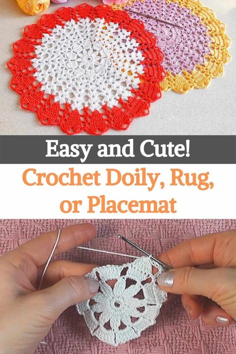 Decorate all your tables following this beautiful pattern of a super simple doily!This doily full of small hearts will look beautiful in all your spaces, you can weave several in plain colors or make different combinations for a much more fabulous result.These types of projects are very satisfying, because of their simplicity and how quickly they can be completed, making them perfect for any crocheter regardless of their skill level. Crochet Dollies Free Doily Patterns Easy, Crochet Doilies Free Pattern Easy, Crochet Doily Patterns Easy, Free Doily Patterns, Colored Doilies, Crochet Doily Rug, Doily Rug, Crochet Lace Doily, Crochet Dollies