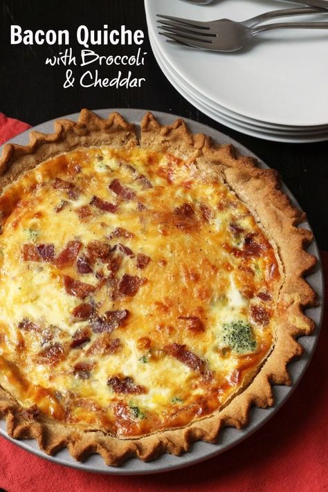 Bacon Quiche with Broccoli & Cheddar | Good Cheap Eats #quiche #frenchfood #freezerfriendly Quiche Recipes Easy Bacon, Quiche With Broccoli, Brunch Casseroles, Bacon And Broccoli, Bacon Quiche Recipe, Salty Recipes, Broccoli And Cheddar, Bacon Quiche, Quiche Recipes Easy