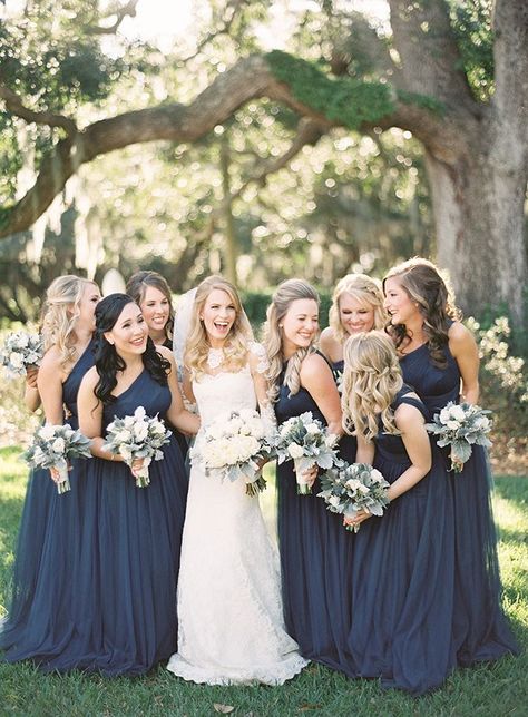 navy bridesmaids | Justin Demutiis | Glamour & Grace Navy Blue Bridesmaid, Navy Blue Bridesmaids, Bridesmaid Dresses 2018, Navy Bridesmaids, Navy Blue Bridesmaid Dresses, Beautiful Bridesmaid Dresses, Blue Bridesmaid Dress, Navy Bridesmaid Dresses, Cheap Bridesmaid