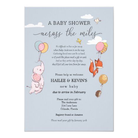 Baby Shower Across the Miles Invitation Baby Shower By Mail Invitation, Miles Baby, Online Baby Shower Invites, Shower By Mail Invitation, Baby Shower By Mail, Baby Shower Invitation Wording, Online Baby Shower, Shower By Mail, Babies Newborn