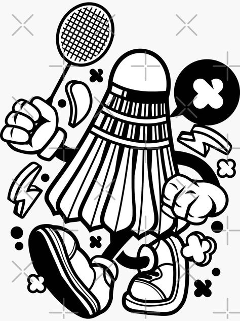 Badminton Doodle Art, Badminton Doodle, Badminton Racket Drawing, Tennis Racket Illustration, Badminton Illustration, Badminton Bat, Badminton Art, Badminton Logo, Badminton Shuttlecock