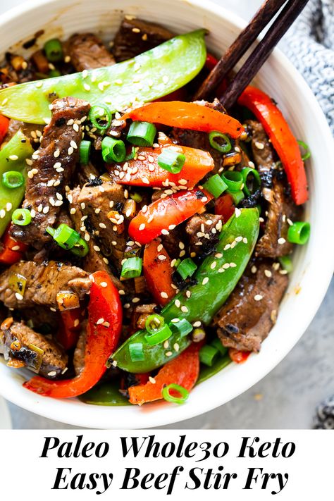 Beef Stir Fry Recipe, Easy Beef Stir Fry, Paleo Entrees, Paleo Running Momma, Beef Stir Fry Recipes, Clean Keto, Whole30 Keto, Running Mom, Paleo Meals