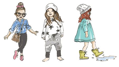 Kidsfashionable kids - Иллюстрация Cathi Mingus Childrenswear Illustration, Childrens Fashion Illustration, Assignment Work, Kids Fasion, Fashion Sketches Men, Yellow Rain Boots, Dog Illustrations, Children Sketch, Kids Illustration