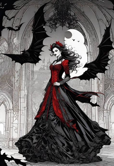 Queen Of Vampires, Court Of The Vampire Queen Fanart, Vampire Princess Aesthetic, Vampire Empress, Vampire Art Female Gothic, Vampire Aesthetic Female, Vampire Queen Aesthetic, Vampire Queen Dress, Female Vampire Character Design