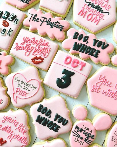 Thank You Next Party Theme, Mean Girls Cookies Decorated, Meangirls Inspired Party, Mean Girls Cupcakes, Mean Girls Cookies, Mean Girl Birthday Party, Mean Girls Party Ideas, Mean Girl Party, Mean Girls Party Theme Ideas