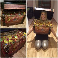 Treasure Chest/Box Costume for under the sea fancy dress theme. Treasure Chest Costume, Diy Treasure Chest, Fancy Dress Theme, Diy Chest, Under The Sea Costumes, Sea Costume, Box Costumes, Sea Dress, Book Week Costume