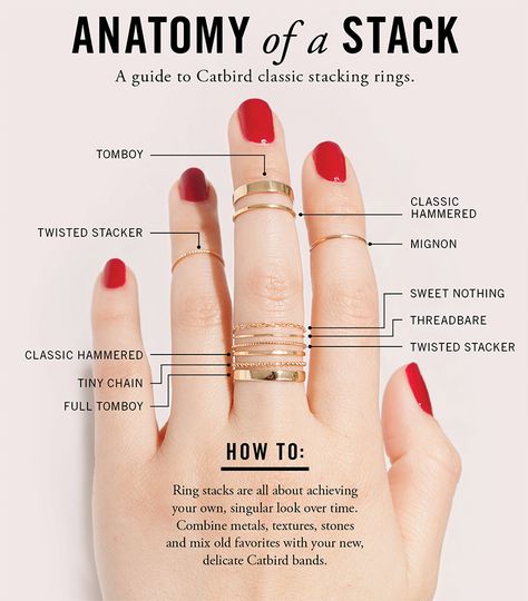 How To Stack Rings, Jewelry Rules, Ring Combos, Match Rings, Chic Tomboy, Wear Rings, Hand Jewelry Rings, Styling Jewelry, Stacked Rings