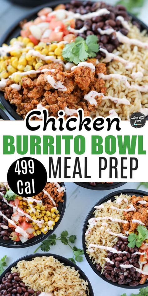 Chicken Burrito Bowl Meal Prep Cold Burrito Bowl, Meal Prep Burrito Bowl, Chicken Burrito Bowl Meal Prep, Chicken Burrito Bowl Recipe, 75 Challenge, Burrito Bowl Meal Prep, Whole Lotta Yum, Bowl Meal Prep, Healthy Burrito Bowl