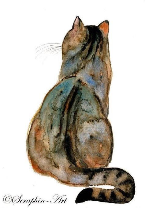 Cat Art Painting, Aquarelle Art, Tabby Cats, Watercolor Painting Techniques, Cat Artwork, 수채화 그림, Watercolor Cat, Watercolor Art Lessons, Arte Inspo