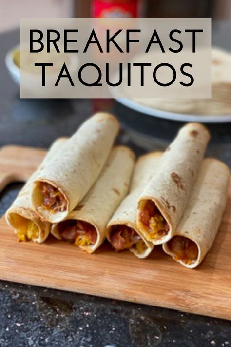 These breakfast taquitos pack a huge flavor punch. So easy to make ahead and reheat, too. A great breakfast for kids and good alternative to breakfast burritos. #breakfast #mealprep #makeahead #recipe via @sarahsbites Homemade Breakfast Taquitos, Pre Packaged Breakfast Ideas, Easy Frozen Breakfast Ideas, Pre Made Breakfast Ideas, November Meals, Breakfast Taquitos, Easy Breakfast Burritos, Make Ahead Brunch, Kid Meals