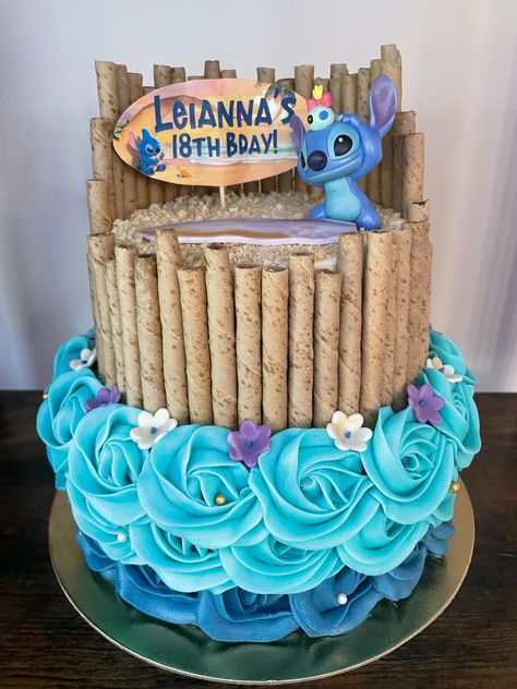 cake, birthday, lilo, stitch, two tier Kilo And Stitch Cake, Stitch Themed Birthday Cake, Stitch Food Ideas, Lilo And Stitch Birthday Party Cake, Lilo And Stitch Cake Ideas, Stitch Cupcakes Ideas, Lilo And Stitch Food Ideas, Stitch Torte, Stitch Cake Ideas