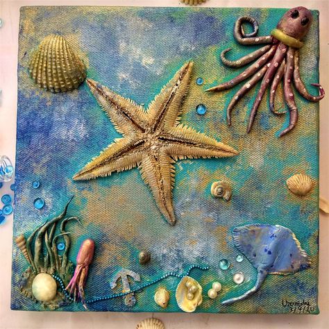 April Challenge, Life Adventure, Sea Lover, Beach Crafts, Ocean Themes, Mixed Media Artists, Sealife, Life Is An Adventure, Mixed Media Canvas