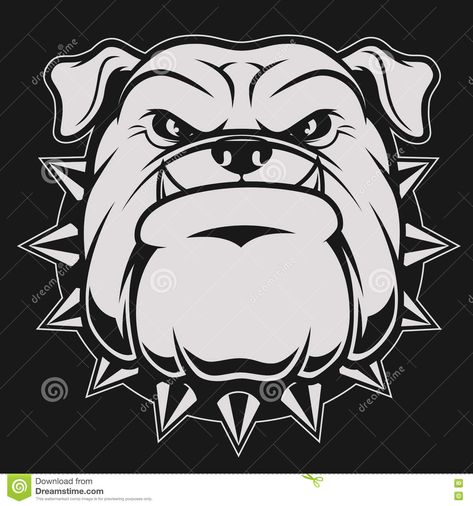 Photo about Vector illustration head ferocious bulldog mascot, on a black background. Illustration of character, drawing, cartoon - 77655843 Bulldog Vector, Bulldog Drawing, Bulldog Clipart, Baseball Vector, Bulldog Tattoo, Angry Dog, Bulldog Mascot, Bear Vector, Bulldog Art