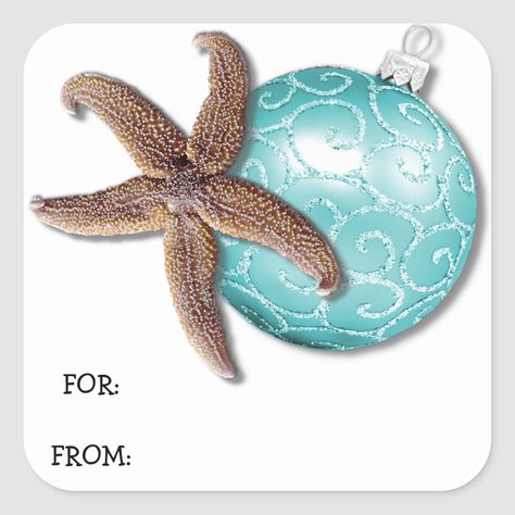 Gift Tag Stickers, Gift Tag Christmas, Blue Christmas Ornaments, Brown Sea, Tropical Christmas, Tropical Holiday, Christmas Gift Tag, Christmas Stationery, Holiday Store