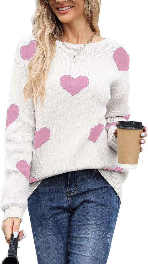 Love this sweater for Valentine's Day. #womensfashion #hearts #valentinesday #sweater #amazonaffiliate Fall Pullover Sweaters, Fall Sweaters For Women, Heart Sweater, Cute Heart, Sweater Dress Women, Pullover Sweater Women, Knitting Women Sweater, Color Block Sweater, Cute Sweaters