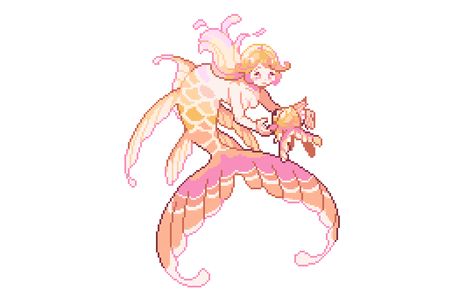 Pixel Mermaid, Pixel Art Landscape, Pixel Characters, Pixel Animation, Mermaid Drawings, Pixel Art Characters, Pixel Art Design, Cute Kawaii Drawings, Mermaid Art