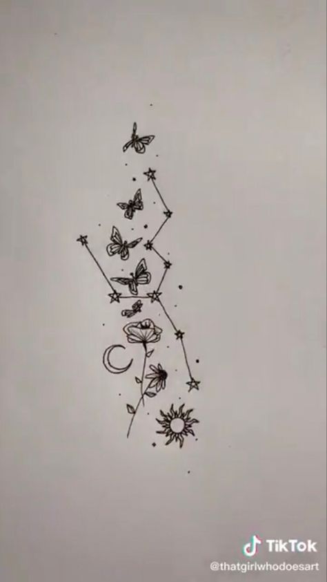 Cute Taurus Tattoo, Constellation Tattoo Taurus, Constellation Spine Tattoo, Zodiac Tattoos Taurus, Tattoo Ideas Taurus, Taurus Aesthetic Tattoo, Tattoos Taurus, Taurus Tattoo Ideas, Tattoo Taurus