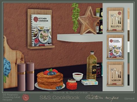 Cookbook S&S | Somik and Severinka on Patreon Sims 4 Cc Shoes, The Sims 4 Packs, Sims 4 House Design, Kitchen Cookbook, Custom Recipe, Functional Food, Sims 4 Cc Furniture, Beautiful Plates, Sims 4 Clothing