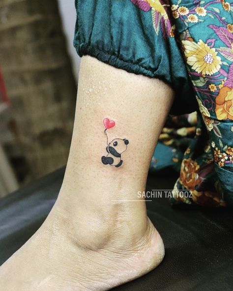 Cute panda with a heart balloon tattoo Cute Panda Tattoo, Tattoo Panda, Tattoos Life, Panda Bear Tattoos, Tattoos Cute, Freedom Tattoos, Balloon Tattoo, Panda Tattoo, Bear Tattoos