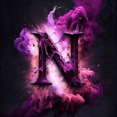 N Wallpaper Letter Aesthetic, N Letter Design, Best Car Photo, Purple Background Images, $b Wallpaper, Letter Art Design, Glittery Wallpaper, Stylish Alphabets, Black And White Art Drawing