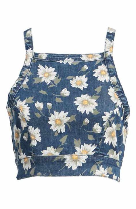 Daisy Crop Top, Daisy Top, Mode Ulzzang, Daisy Duke, Blue Crop Top, Diy Vetement, Denim Crop Top, Blue Crop Tops, Daisy Print