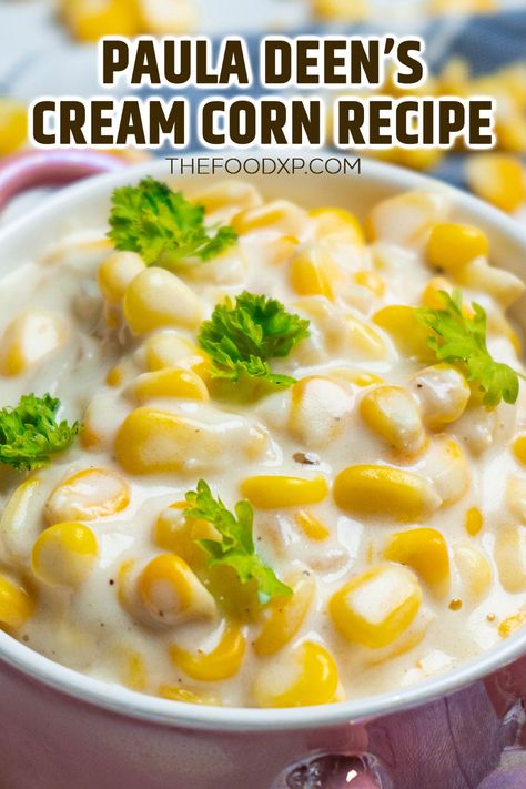 Savor the homemade goodness of Paula Deen’s Cream Corn Recipe. A simple yet luxurious addition to your dining table. Paula Dean Cream Corn, Homemade Cream Corn Recipe, Paula Deen Creamed Corn, Cream Style Corn Recipe, Cream Corn Recipe, Corn Casserole Paula Deen, 2024 Holidays, Homemade Cream Corn, Paula Dean