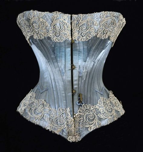 Wedding Corset With Boning, Classic Wedding Corset With Boned Bodice, Blue Wedding Corset With Corset Back, Elegant Blue Corset With Corset Back, Elegant Boned Bodice Corset For Vintage Events, Elegant Overbust Corset For Vintage Events, Vintage Wedding Corset With Boning, Elegant Corset With Fitted Bodice For Vintage Events, Elegant Fitted Corset For Vintage Events