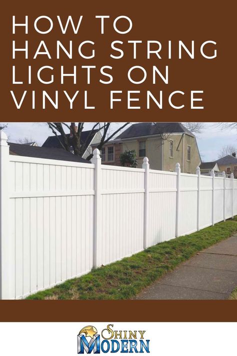 Hanging string lights outdoors, can set a mood for a space and make people smile. Here is how to hang string lights on vinyl fence. Hanging Lights On Fence, Lights On Vinyl Fence, Outdoor String Lights Backyard, Lights Outdoors, Backyard String Lights, Hanging String Lights, Patio String Lights, Fence Lighting, People Smile