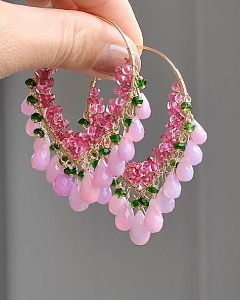 Siyan.Chow-Handmadejewelry on Instagram: "Happy weekend, dear friends! 🤗
This is a pair of very eye-catching hoop earrings! 🌸🌺🍃🌸🌺🍃Pink Opal, Sapphire, Diopside and some seed beads together are as bright as peach blossoms in spring.
The price is $282. DM to me or enter my store. Thanks for your love and supports!🫶💗

#siyanchow #ukulyjewelry #opalearrings #hoopearrings #pinkearrings #gemstoneearrings #gemstoneearring #gemstonejewelry #gemstonejewellery #stoneearrings #sapphirejewelry #uniqueearrings #uniquejewelry #uniquejewellery #earringscollection #earrings #earringswag #earringlove #earringstyle #earringsdesign #earringslover #jewelrydesigner #buyjewelry #etsyearrings #etsybestsellers #etsymakers #jewelrydesigner #redearrings #statementearrings #handmadeearrings" Etsy Best Sellers, For Your Love, Peach Blossoms, Red Earrings, Earrings Pink, Opal Earrings, Sapphire Jewelry, Pink Earrings, Seed Bead Earrings