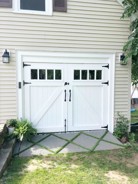 Good Bye Garage Doors, Hello Barn Doors! Garage Door Alternatives, Garage Barn Doors, Garage Doors Diy, Barn Garage Doors, Barn Door Garage, Barn Style Garage, Easy Shed, Exterior Barn Doors, Carriage Garage Doors