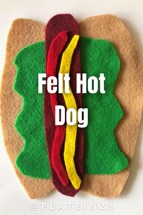 Hot Dog Crafts For Toddlers, Hot Dog Craft, Felt Hot Dog, Craft With Felt, Vegetarian Hot Dog, Hot Dog Crescent Rolls, Making Hot Dogs, Dog Craft, Art Activities For Toddlers