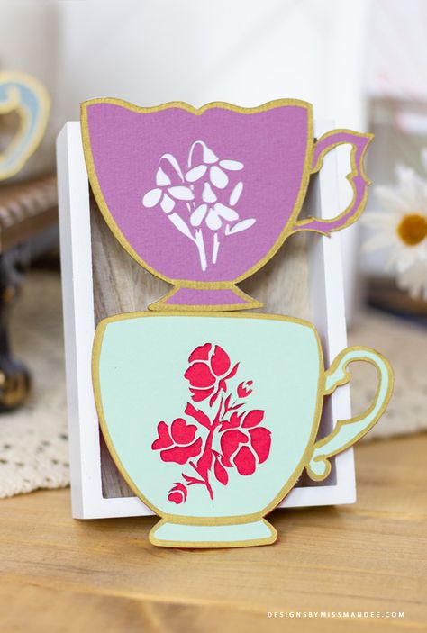 Diy Tea Party, Paper Tea Cups, Tea Crafts, Cricut Svgs, Mad Hatter Party, Free Cricut, Gather Round, Spring Projects, Birthday Party Planning