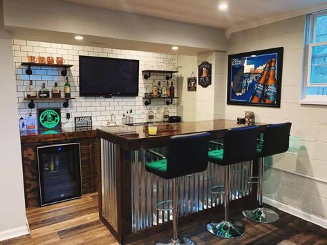 The Top 56 Basement Bar Ideas - Interior Home and Design Small Bar Ideas, Small Basement Bar, Small Home Bar Ideas, Small Basement Bar Ideas, Modern Home Bar Designs, Rustic Basement Bar, Small Bars For Home, Small Basement Ideas, Basement Bar Ideas