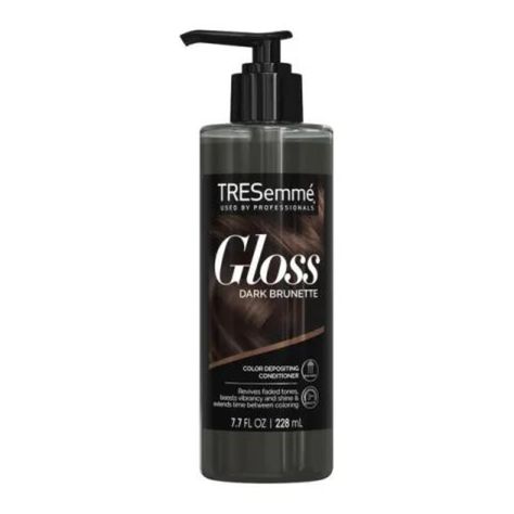 PRICES MAY VARY. TRESemmé  Gloss Dark Brunette is an in-shower color conditioning gloss formulated to instantly revive faded hair tones, boost vibrancy and shine, & extend color in between salon visits. If you want to revive faded tones in between salon visits, we have just the thing! TRESemmé Gloss Dark Brunette is a color-depositing conditioner formulated to boost vibrancy and shine to extend time between coloring. This conditioner for dark brown hair works to enhance and revive your gorgeous Color Depositing Conditioner, Color Depositing Shampoo, Black Brown Hair, Dark Brunette Hair, Hair Gloss, Dark Brunette, Faded Hair, Brunette Color, Your Gorgeous