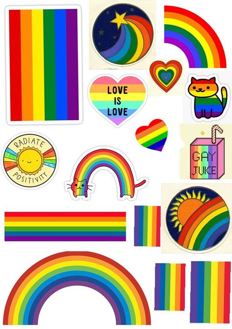 Lgbt Sticker, Saga Art, Rainbow Drawing, Gay Sticker, Rainbow Tattoos, Pride Stickers, Lgbt Art, Rainbow Aesthetic, Printable Scrapbook Paper