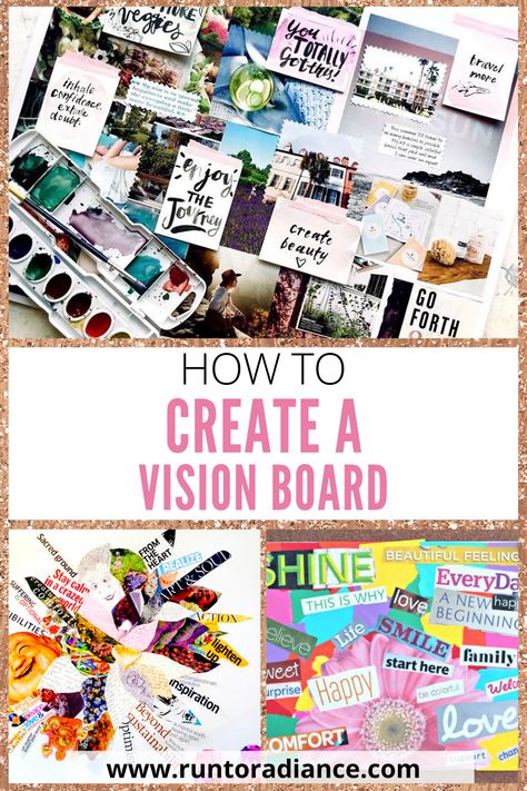 How To Make A Vision Board To Live Your Dream Life Vision Board Art Project, Collage Vision Board Ideas, Mixed Media Vision Board, Magazine Vision Board, Vision Board On Poster Board, Diy Vision Board, How To Make A Vision Board, Living Etc Magazine, Vision Board Poster