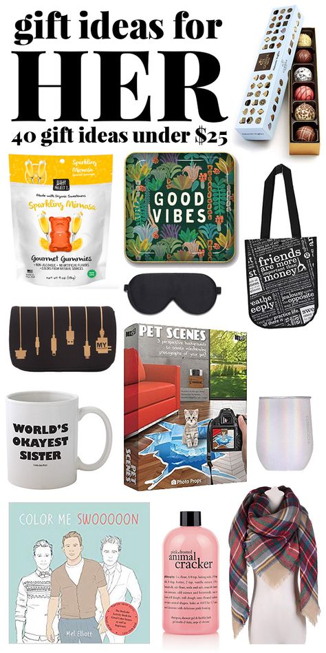 Take the stress out of gift giving with 90 unique and practical Christmas Gift Ideas for HER - your BFF, mom, aunt, sister. Gifts for her to fit any budget! 25 Christmas Gift Ideas, Harry Potter Gifts Diy, Practical Christmas Gift, Gifts For Aunts, Candy Gifts Diy, Christmas Gifts For Aunts, Diy Gifts To Sell, Teacher Holiday Gifts, Diy Gifts For Men