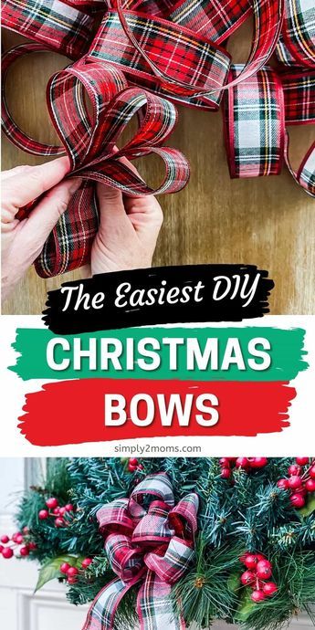 Learn how to make the easiest fluffy bows in minutes. Bows are a great way to add style to wreaths, gifts and other home décor. Simple step by step instructions to assemble ribbon pieces to create the perfect bow. Update old Christmas décor with new bows. Holiday homes need festive colorful bows. Plaid wired ribbon cut in pieces and stapled into loops then tied together with pipe cleaners makes super easy DIY bows for anywhere in your home. Diy Wreath Bow, Christmas Bows Diy, Homemade Bows, Christmas Wreath Bows, Scrub Corpo, Perfect Bow, Bows Diy Ribbon, Christmas Tree Bows, Diy Bows