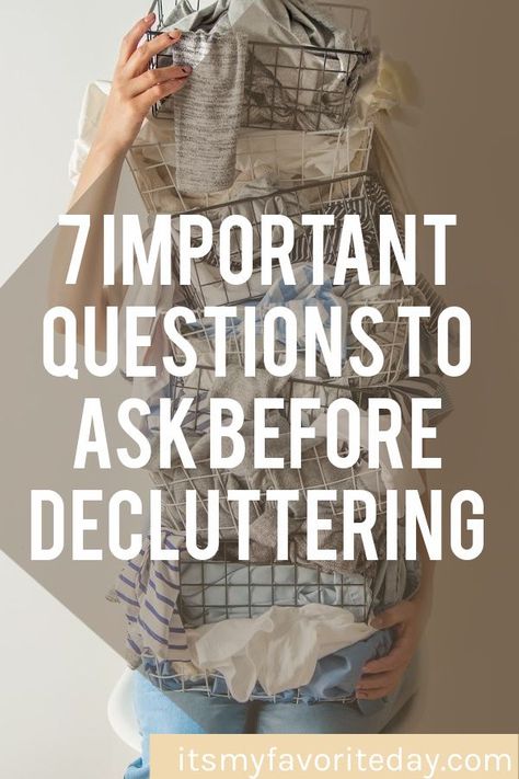 If you want to get rid of the clutter once and for all ask these questions before you start to declutter your home. They will guide you through out your decluttering process. Start Decluttering, Getting Organized At Home, Decluttering Inspiration, Declutter Home, Declutter Challenge, How To Declutter, Getting Rid Of Clutter, Declutter Your Life, Organisation Hacks