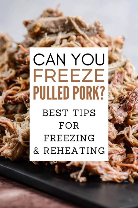 Wondering if cooked pulled pork can be frozen? When done correctly, it will taste as if it was freshly cooked. Here are our best tips for freezing and reheating pulled pork, leftover recipe ideas, serving suggestions, and more! via @kitchen laughter Freezer Pulled Pork, How To Freeze Pulled Pork, Frozen Pulled Pork, Pulled Pork Leftover, Pork Tips, Coke Pulled Pork, Freezing Pulled Pork, Pork Freezer Meals, Barbeque Pulled Pork