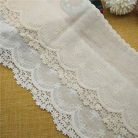 PRICES MAY VARY. 14cm width Full cotton Color: off white and beige 2 yards in one connected piece Perfect for dress, skirt, table cloth, interior home decoration fabric 14cm width Full cotton Color: off white and beige 2 yards in one connected piece Perfect for dress, skirt, table cloth, interior home decoration fabric Bridal Trim, Ribbon Decorations, Eyelet Fabric, Embroidery Floral, Lace Curtains, Linens And Lace, Lace Trims, Gauze Fabric, Lace Ribbon