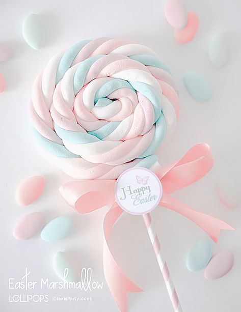 Easter Marshmallow, Candy Pastel, Easter Invitations, Eat The Rich, Birthday Party Centerpieces, Lollipop Candy, Spring Tablescapes, Easter Centerpieces, Easter Dessert