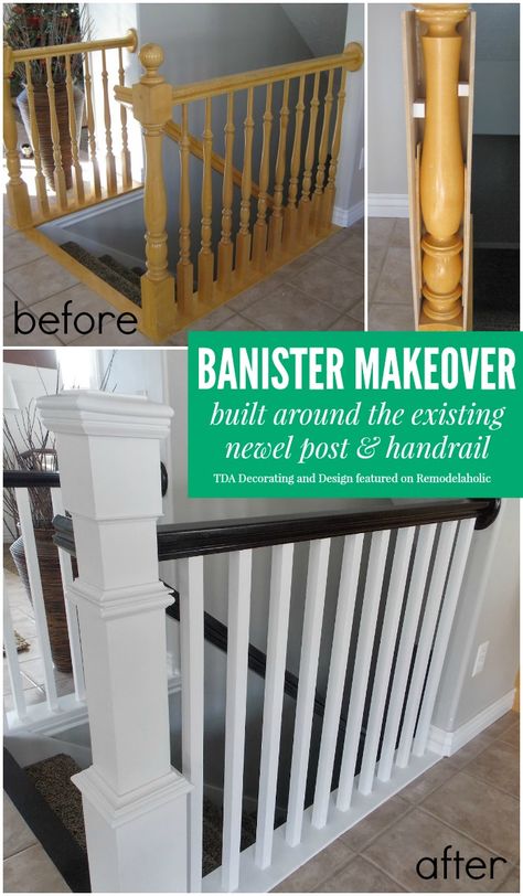 Banister Makeover, Cheap Diy Home Improvements, Stairs Makeover Ideas, Do It Yourself Decoration, Stairs Renovation, Architecture Renovation, Stair Banister, Stair Makeover, Diy Home Improvements On A Budget