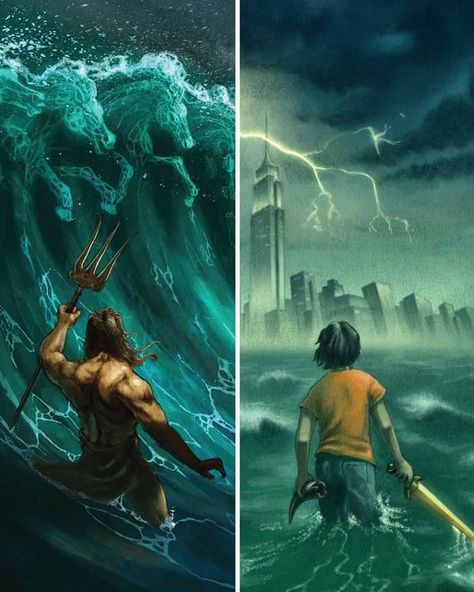 Percy and Poseidon Poseidon Percy Jackson, Hoo Fanart, Percy Jackson Wallpaper, Blue Cupcakes, Seaweed Brain, Percy Jackson Fan Art, Trials Of Apollo, Percy Jackson Characters, Magnus Chase