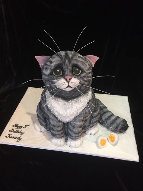 Cake Designs Cat, Cake For Cat Lovers, Birthday Cake Cat Design, Cat Fondant Topper, Cat 3d Cake, Carving Cake Recipe, Kitten Cake, Birthday Cake For Cat, Animal Birthday Cakes