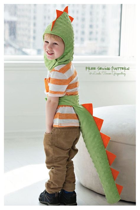 Dress-Up Dinosaur Hood and Tail Free Sewing Patterns Dinosaur Tail Pattern, Dinosaur Free Pattern, Dinosaur Train Party, Dinosaur Tails, Tail Pattern, Dress Sewing Patterns Free, Dinosaur Train, Hood Pattern, Anchor Embroidery