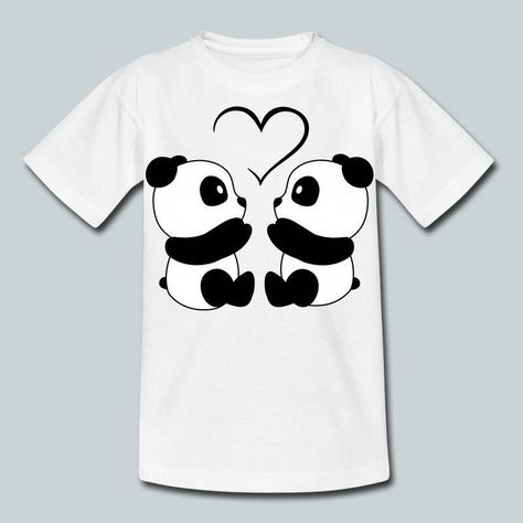 Pandas In Love, Panda Room, Panda Outfit, Panda Items, Shirt Painting, Panda Shirt, Panda Tshirt, Panda Bears, Clothes Organization Diy